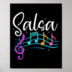 Affiche Salsa Notes musicales Latin Musique Danse