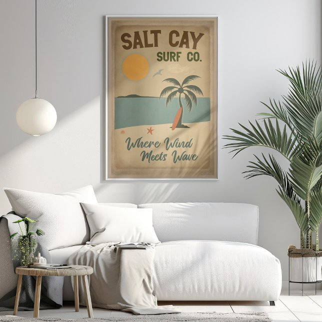 Affiche Salt Cay Surf Co. Design côtier Vintage (Créateur téléchargé)