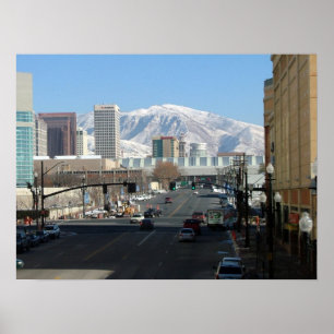 Affiche Salt Lake City et l'avant de Wasatch
