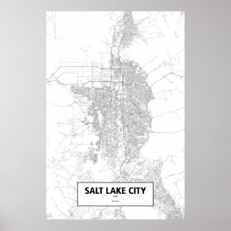 Affiche Salt Lake City, Utah (noir sur blanc)