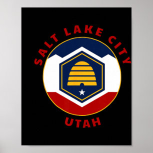 Affiche Salt Lake City Utah Nouveau Drapeau Ut Beehive Vac