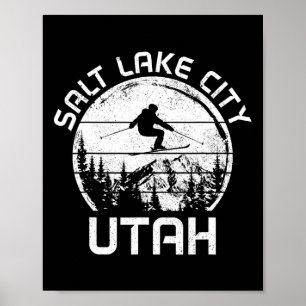 Affiche Salt Lake City Utah Sports d'hiver Vintages Neige
