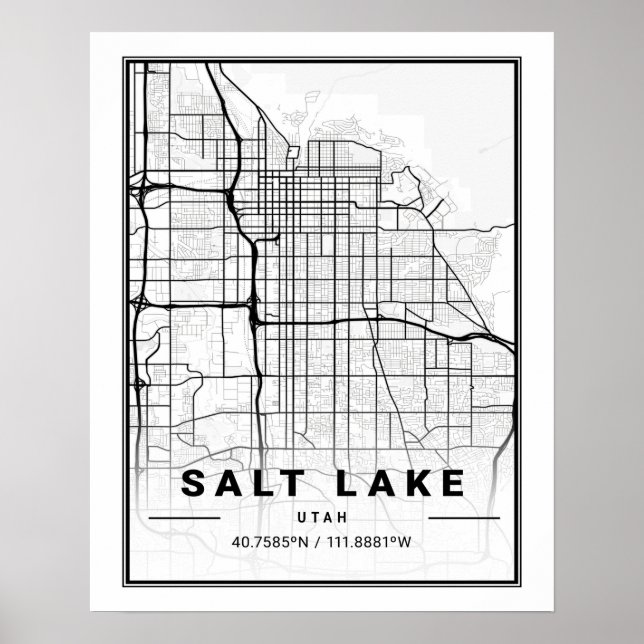 Affiche Salt Lake City Utah USA Travel City Map (Devant)