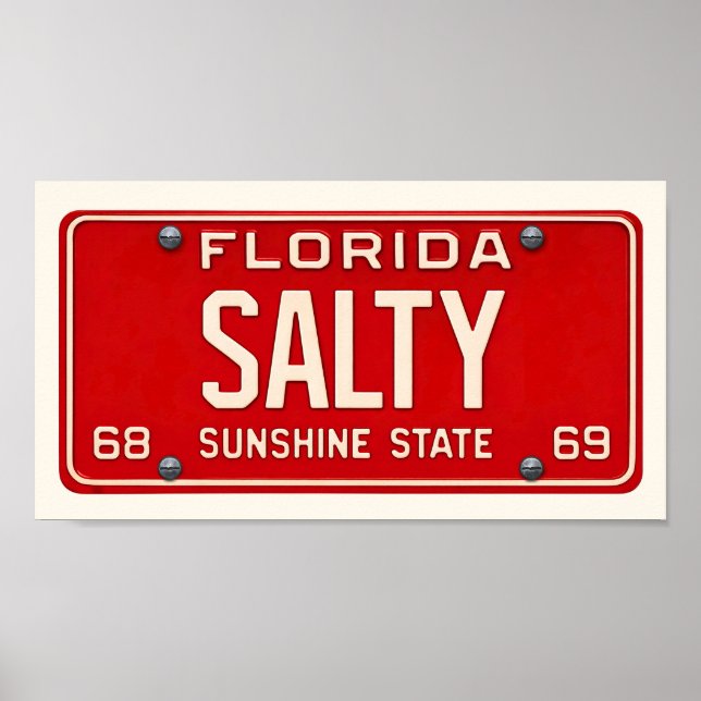 Affiche Salty Life | Coastal Retro Florida License Plate (Devant)