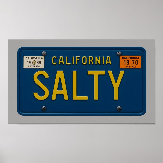 Affiche Salty - Retro 1969 California License Plate Art (Devant)