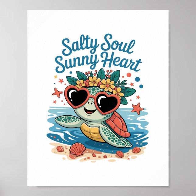 Affiche Salty Soul Sunny Heart Turtle Été (Devant)