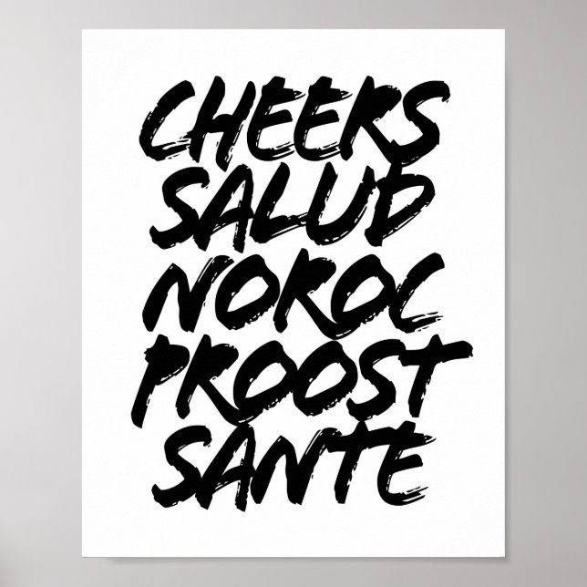 Affiche Salud Noroc Proost Sante Grunge Casquettes (Devant)