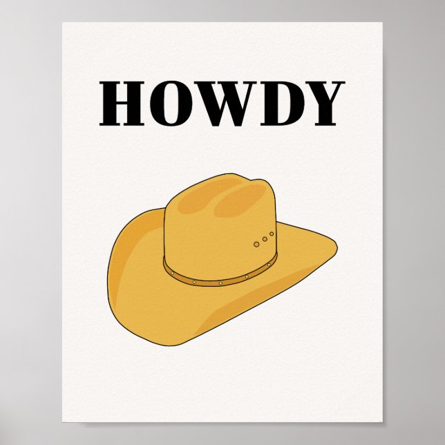 Affiche Salut Chapeau De Cow-Boy Jaune (Devant)