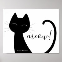 Salut ! Chat Art Noir silhouette Minimal B&W