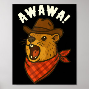 Affiche Salut Cowboy Rock Hyrax Awawa Western Drôle _1