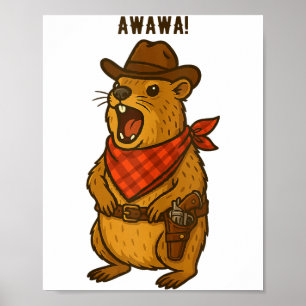 Affiche Salut Cowboy Rock Hyrax Awawa Western Drôle Tank T