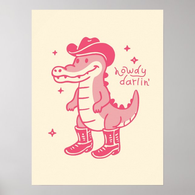 Affiche Salut Darling Crocodile Rose Art Western (Devant)