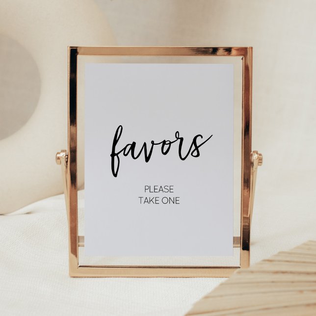 Affiche Salut minimaliste bébé Faveurs modernes (Boho White Minimalist Baby Shower Favors Sign)