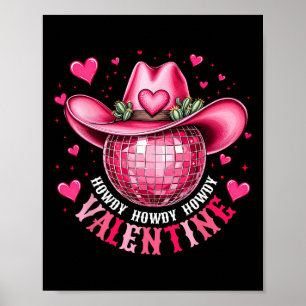 Affiche Salut Saint-Valentin Disco Chapeau de Cowboy Occid