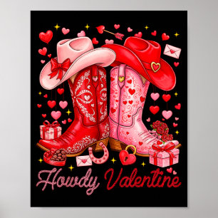 Affiche Salut valentine western cowgirl boots xoxo