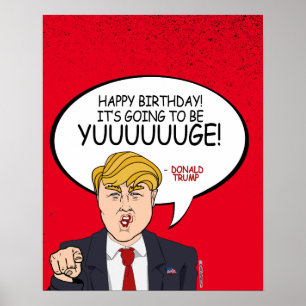 Affiche Salutation de Donald Trump - Joyeux anniversaire -