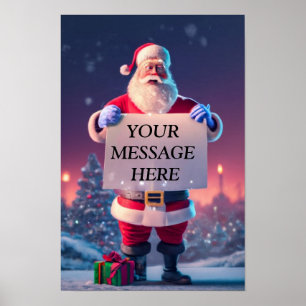 Affiche Salutation de Noël personnalisée : Père Noël Signb