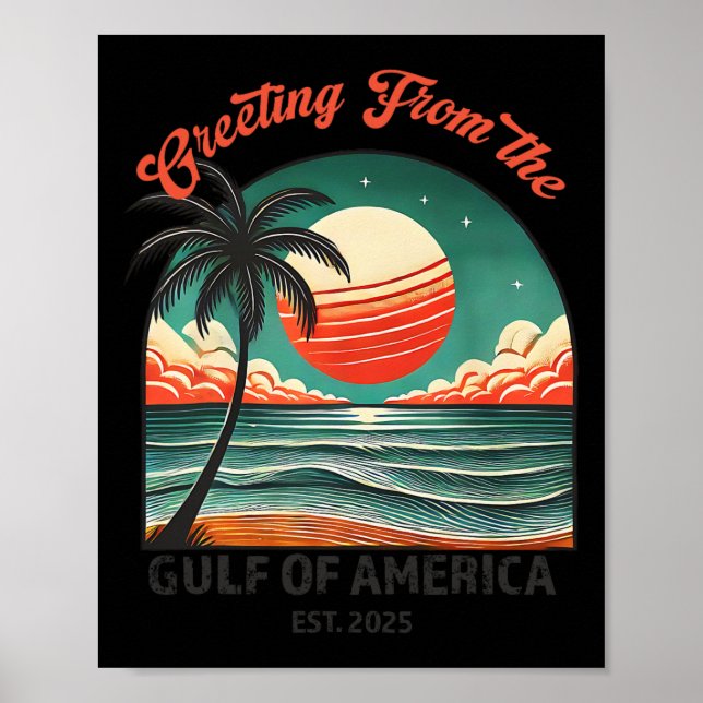 Affiche Salutation Du Golfe De L'Amérique Américaine Drôle (Devant)