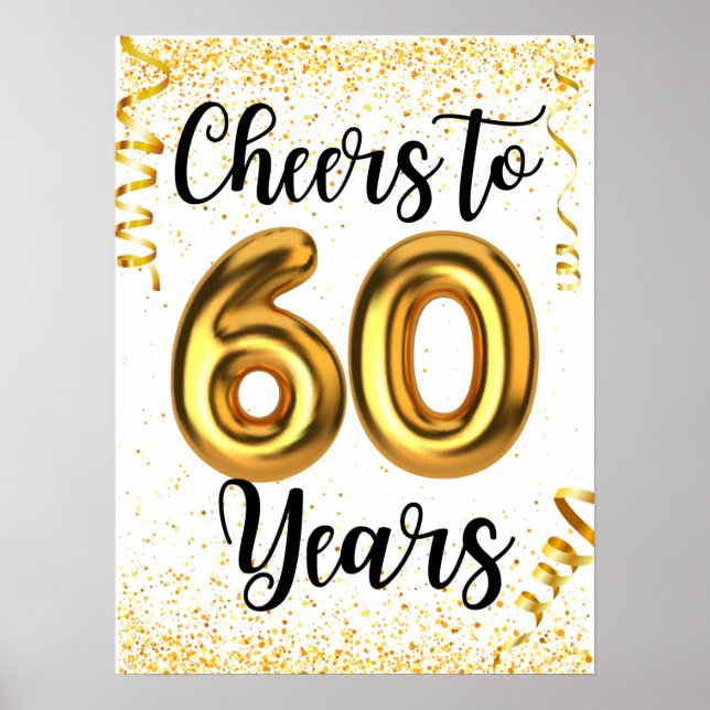 Affiche Salutations à 60 ans Elégant Gold Foil Anniversair (Devant)