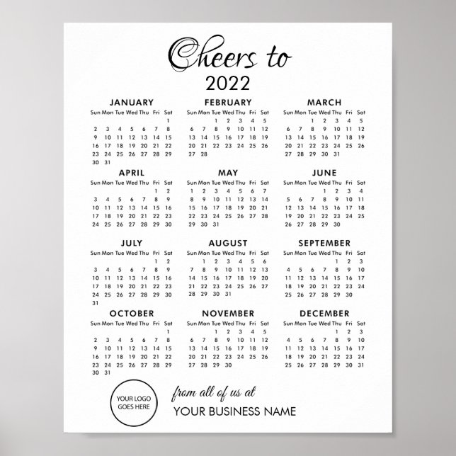 Affiche Salutations au Calendrier 2022 Logo d'entreprise (Devant)