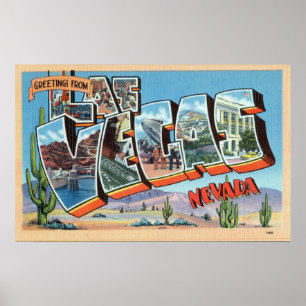 Affiche Salutations colorées Vintages de Las Vegas Nevada