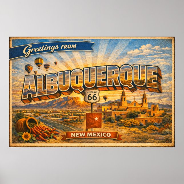 Affiche Salutations d'Albuquerque Carte postale ancienne (Devant)