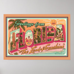 Affiche "Salutations de Floride" Nostalgale