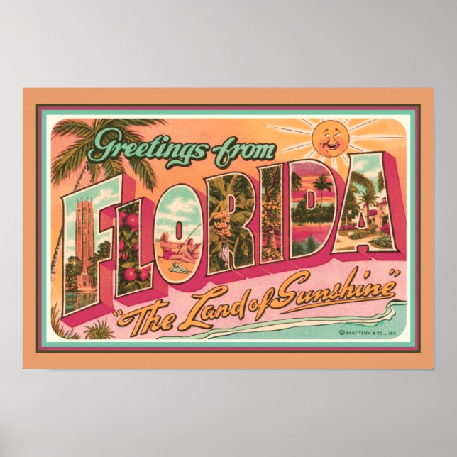 Affiche "Salutations de Floride" Nostalgale (Devant)
