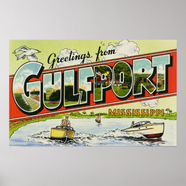 Affiche Salutations de Gulfport Mississippi (Devant)