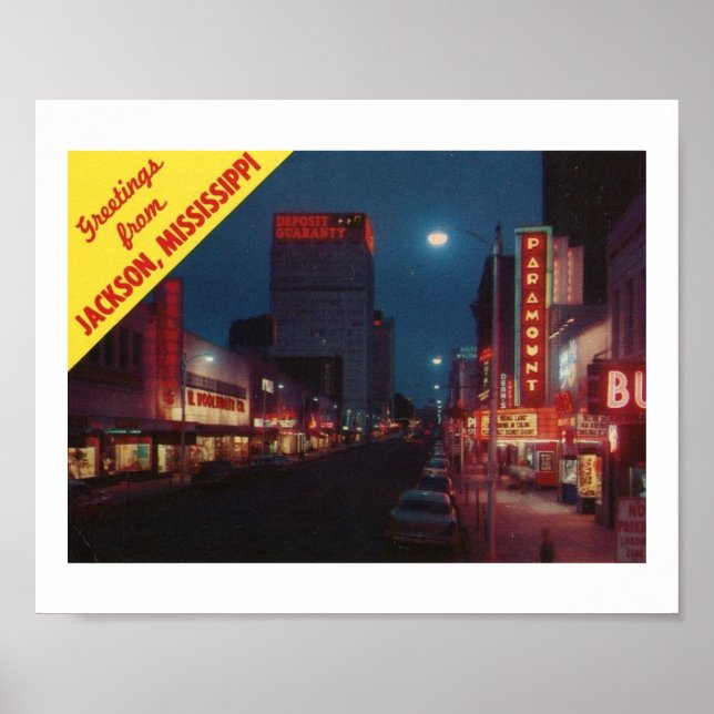 Affiche Salutations de Jackson MS, Vintage (Devant)