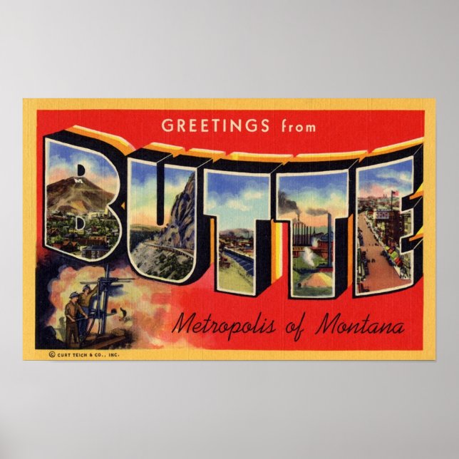 Affiche Salutations de la Butte Metropolis du Montana (Devant)