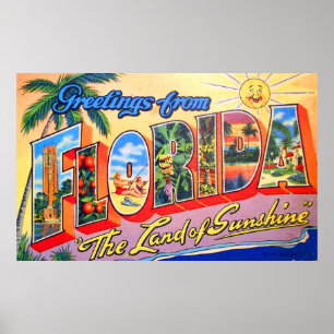 Affiche Salutations de la Floride, la terre du soleil