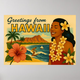 Affiche Salutations de la mi-siècle de l'art touristique h