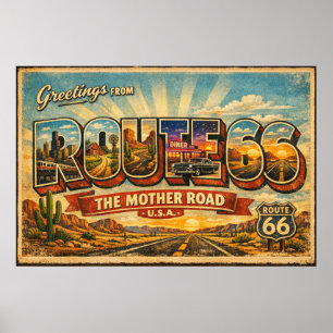 Affiche Salutations de la route mère en grandes lettres