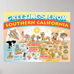 Affiche Salutations de l'affiche de la Californie du Sud