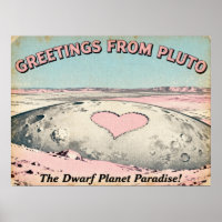 Salutations de l'affiche Pluton Retro Sci-Fi