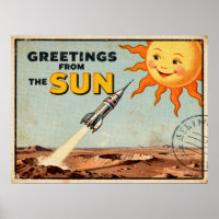 Salutations de l'affiche Sun Retro Sci-Fi