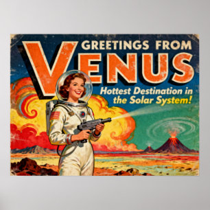 Affiche Salutations de l'affiche Vénus Retro Sci-Fi