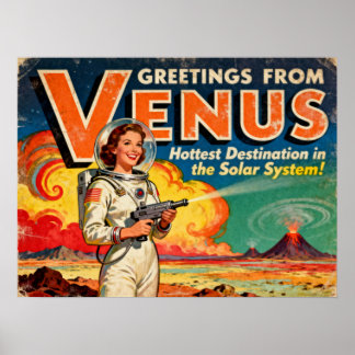 Affiche Salutations de l'affiche Vénus Retro Sci-Fi