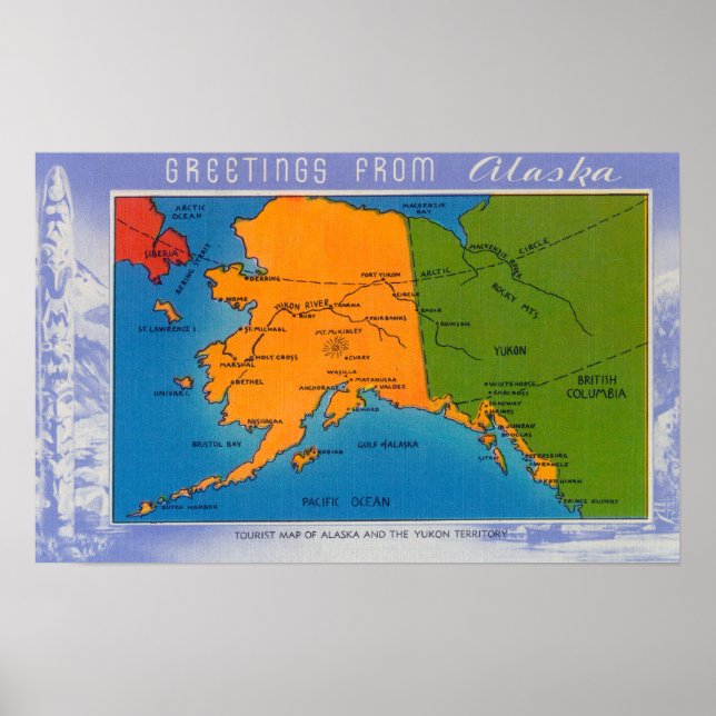 Affiche Salutations de l'Alaska Carte (Devant)
