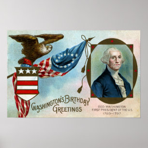 Affiche Salutations de l'anniversaire de Washington