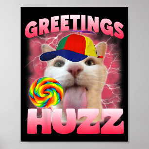 Affiche Salutations de Mème de Chat Huzz Drôle Amoureux de