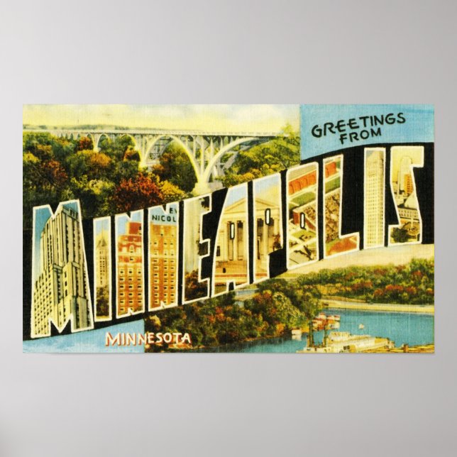 Affiche Salutations de Minneapolis Minnesota (Devant)