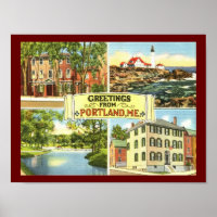 Salutations de Portland, Maine Carte Postale Vinta