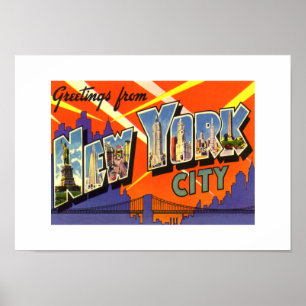 Affiche Salutations d'impression vintage New York City
