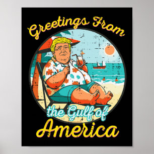 Affiche Salutations Du Golfe D'Usa America Plage Drôle