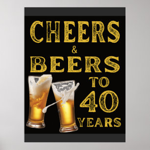 Affiche Salutations et bières à 40 ans Anniversaire rustiq