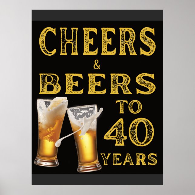 Affiche Salutations et bières à 40 ans Anniversaire rustiq (Devant)