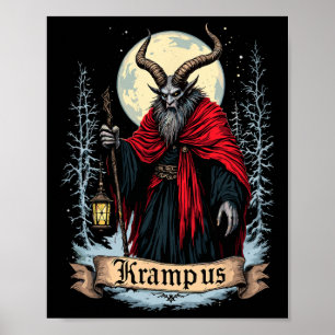 Affiche Salutations vintage de Krampus veille de Noël enfa