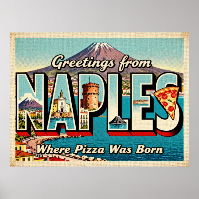 Affiche Salutations Vintage de Naples (Devant)